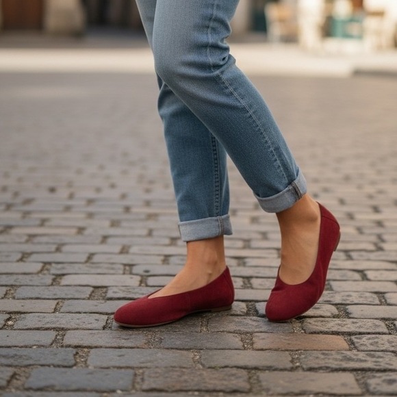 Eileen Fisher Shoes - Eileen Fisher Una Ruby Suede Ballet Flats Almond Toe Slip On Shoes Size 8